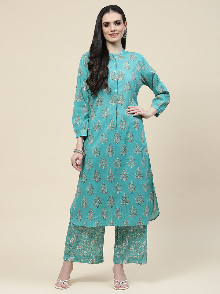Printed Cotton Kurta With Pants