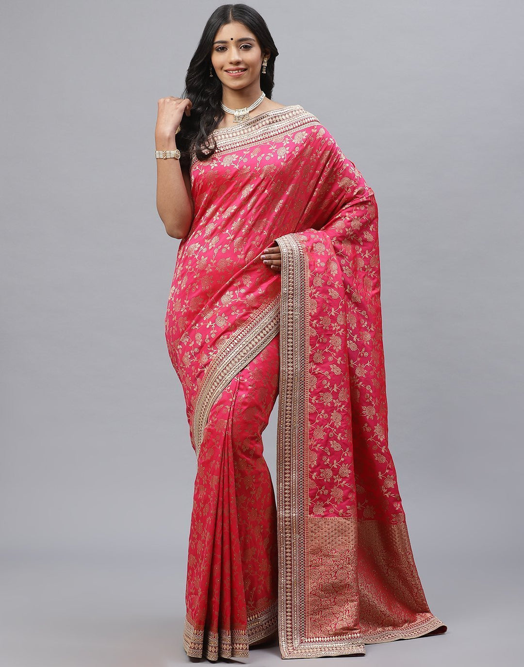 Banarasi Woven Embroidery Silk Saree