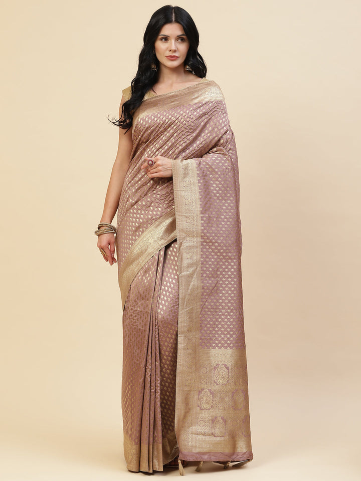 Zari Border Booti Banarasi Woven Saree