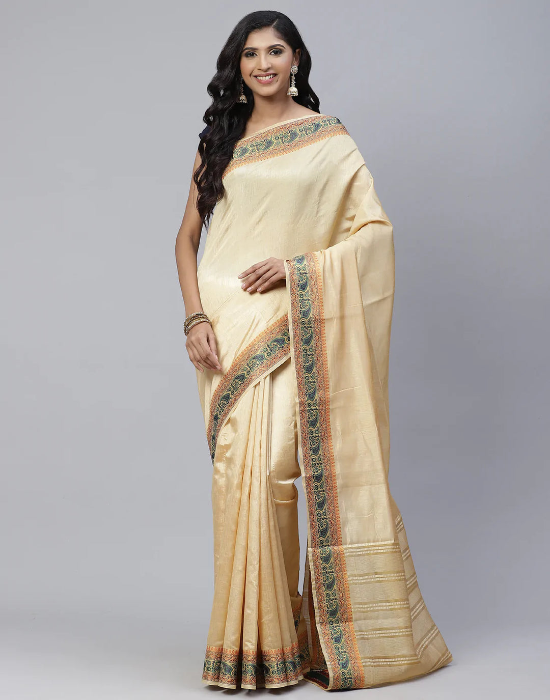 Plain Zari Border Handloom Woven Saree