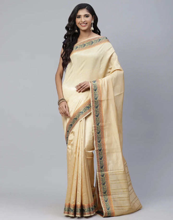 Plain Zari Border Handloom Woven Saree