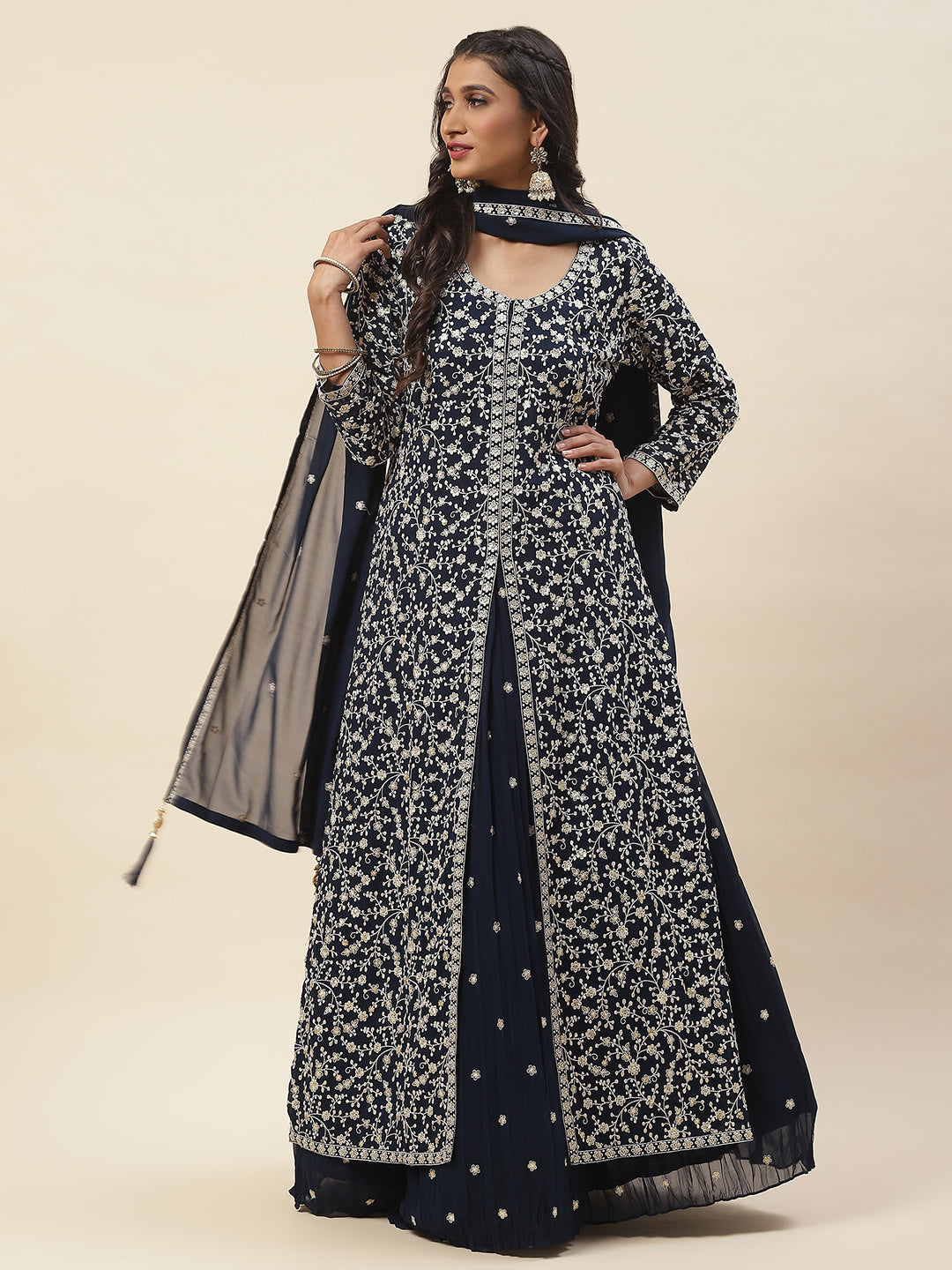 Georgette Kurta With Skirt &amp; Dupatta