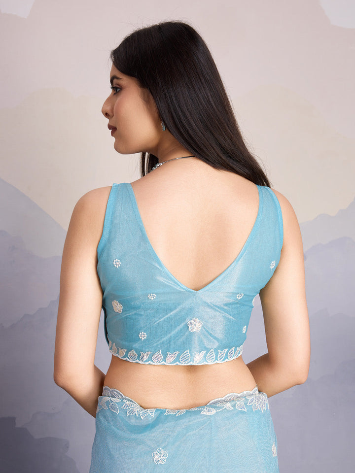 Embroidered Net Saree