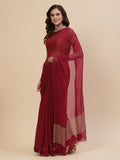 Piping Chiffon Plain Saree