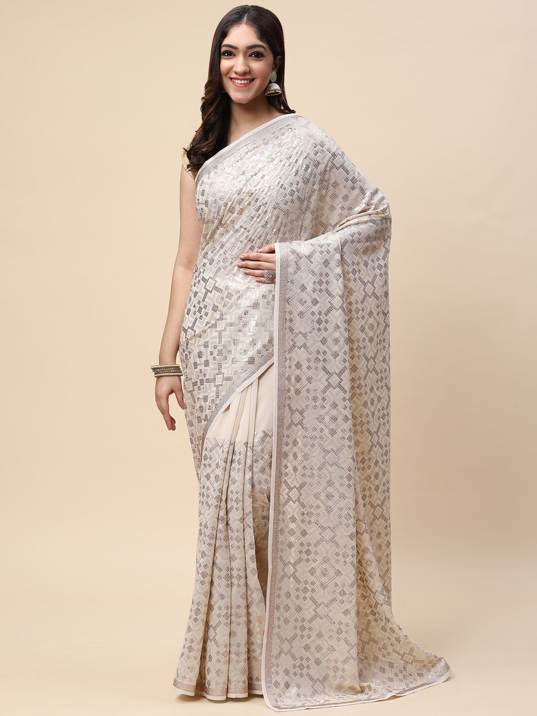 Sequin Embroidered Georgette Saree