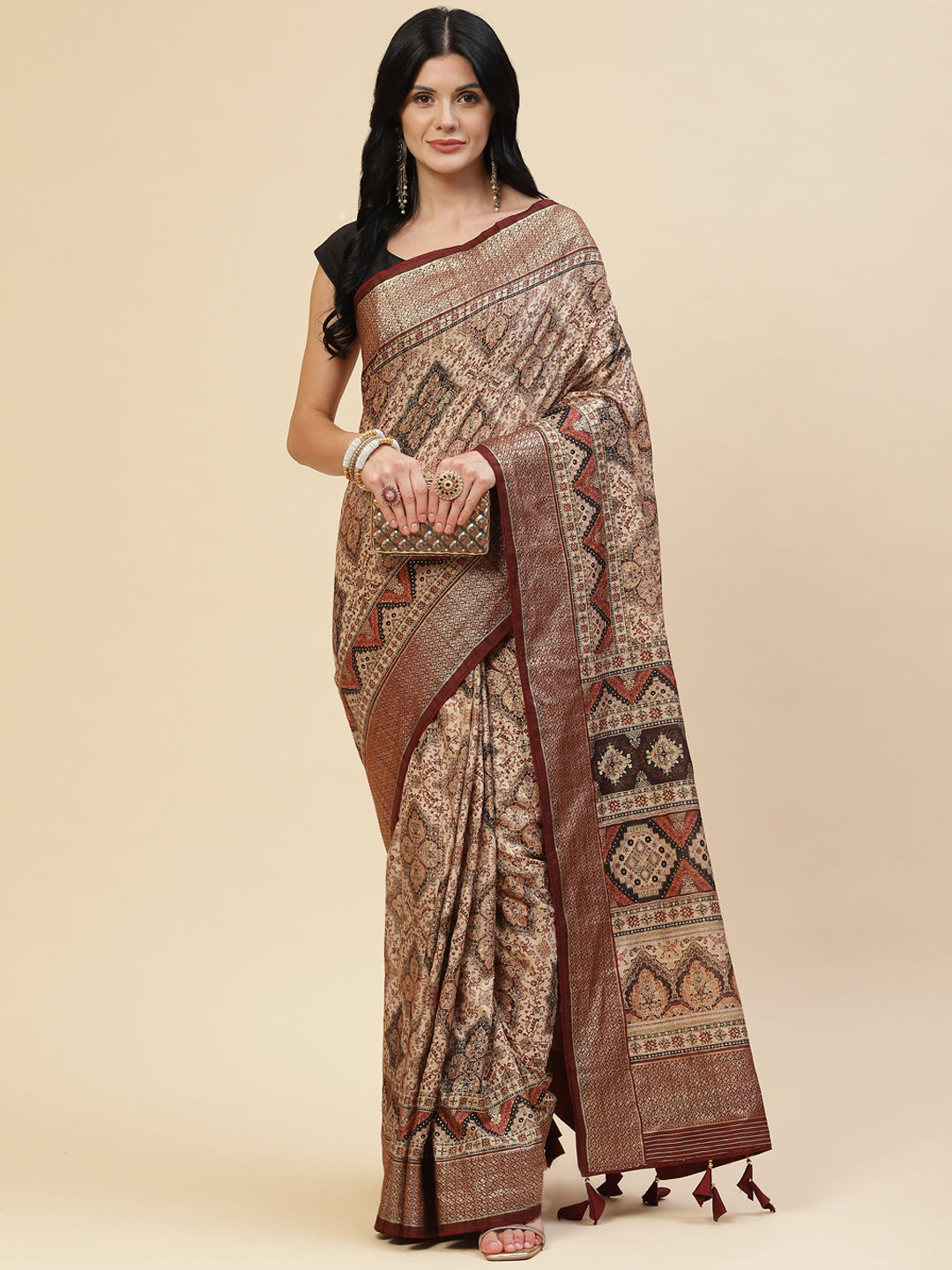 Abstract Printed Handloom Saree