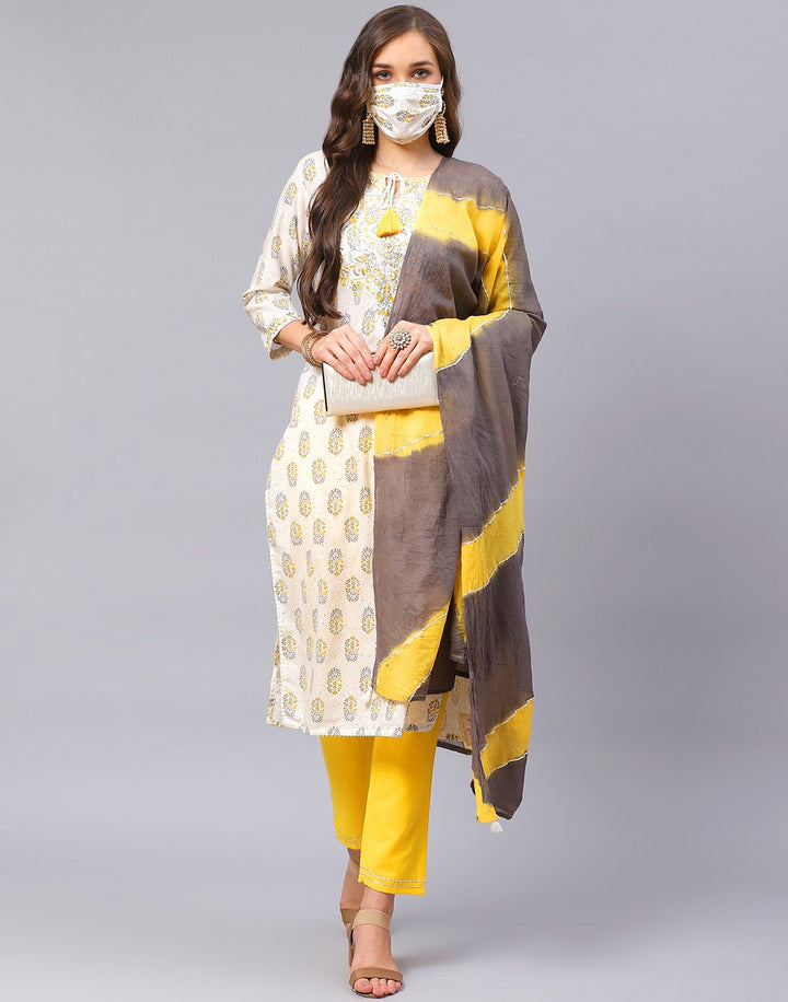 Straight Printed Cotton Salwar Kameez Stitched Suit