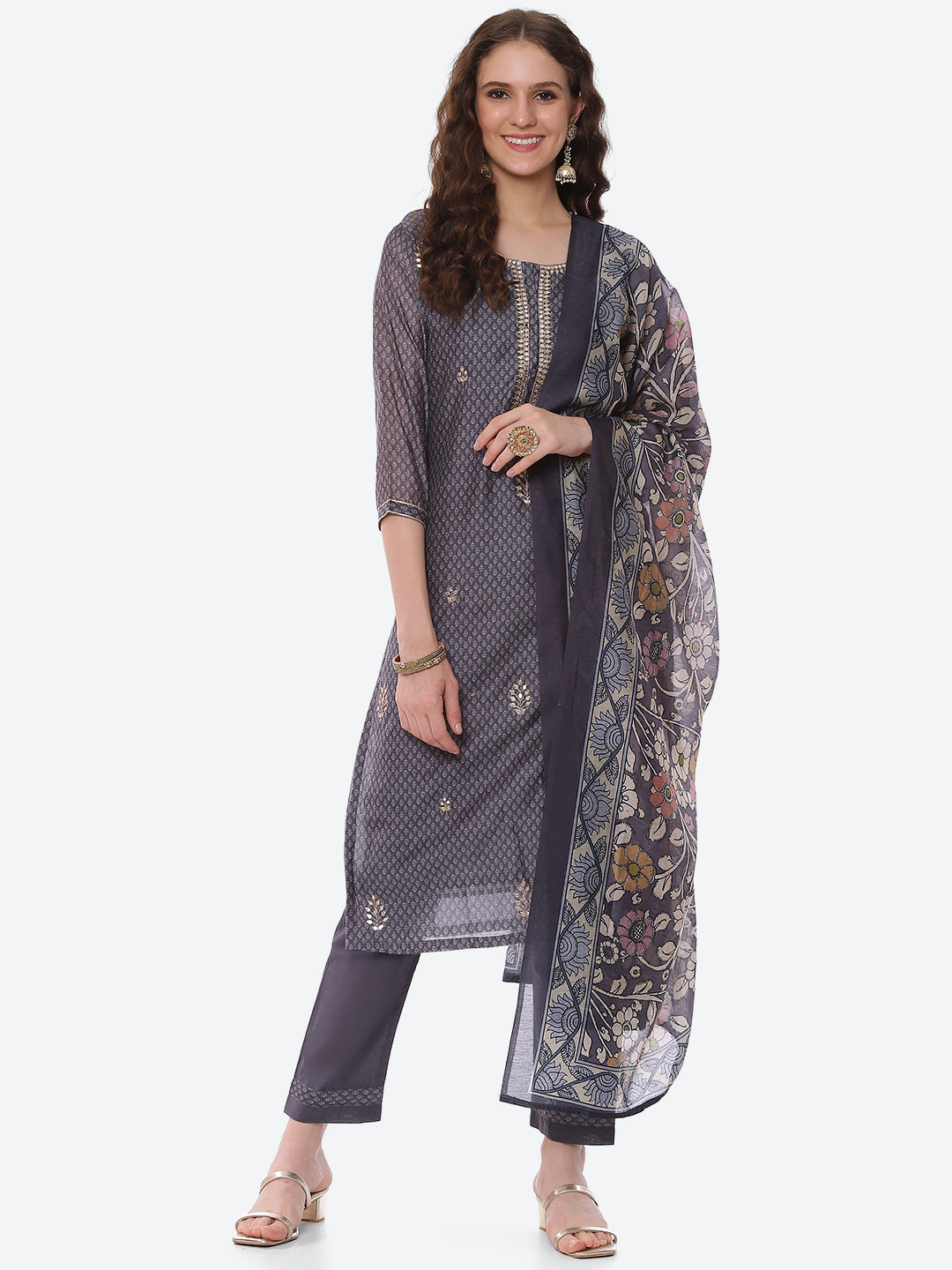 Gota Work Chanderi Kurta With Pant &amp; Dupatta