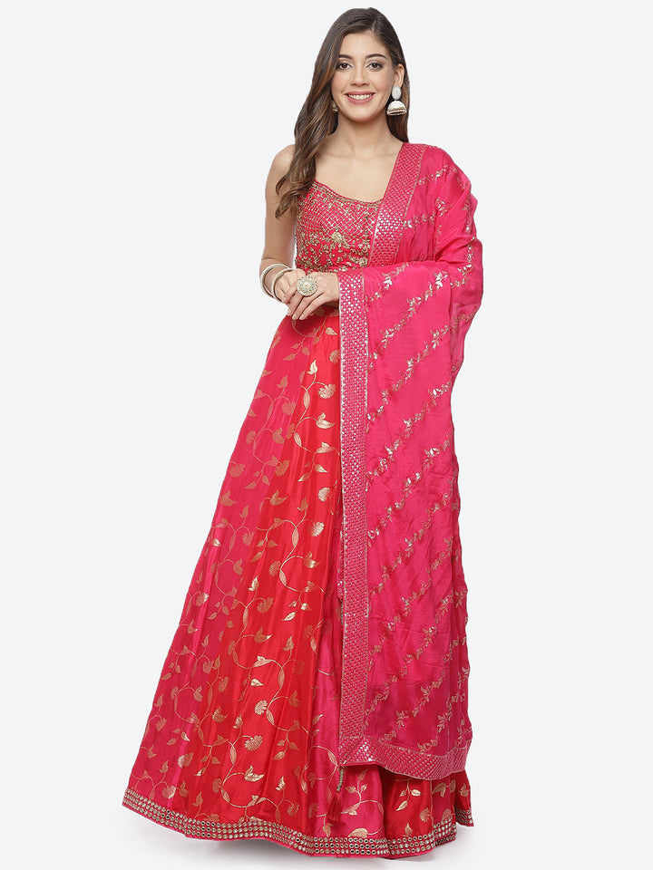 Banarasi Booti Art Handloom Choli With Lehenga &amp; Chiffon Dupatta