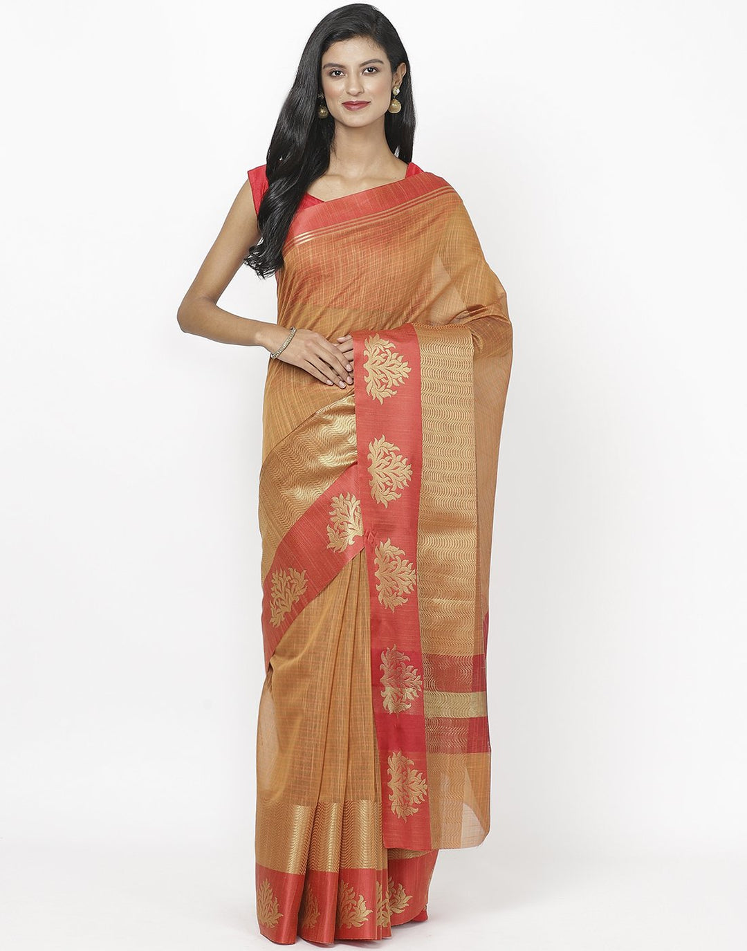 Mustard Cotton Woven Saree