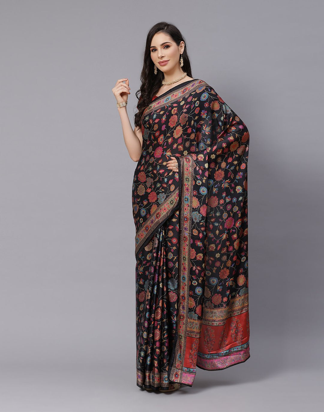 Digital Floral Satin Printed Saree