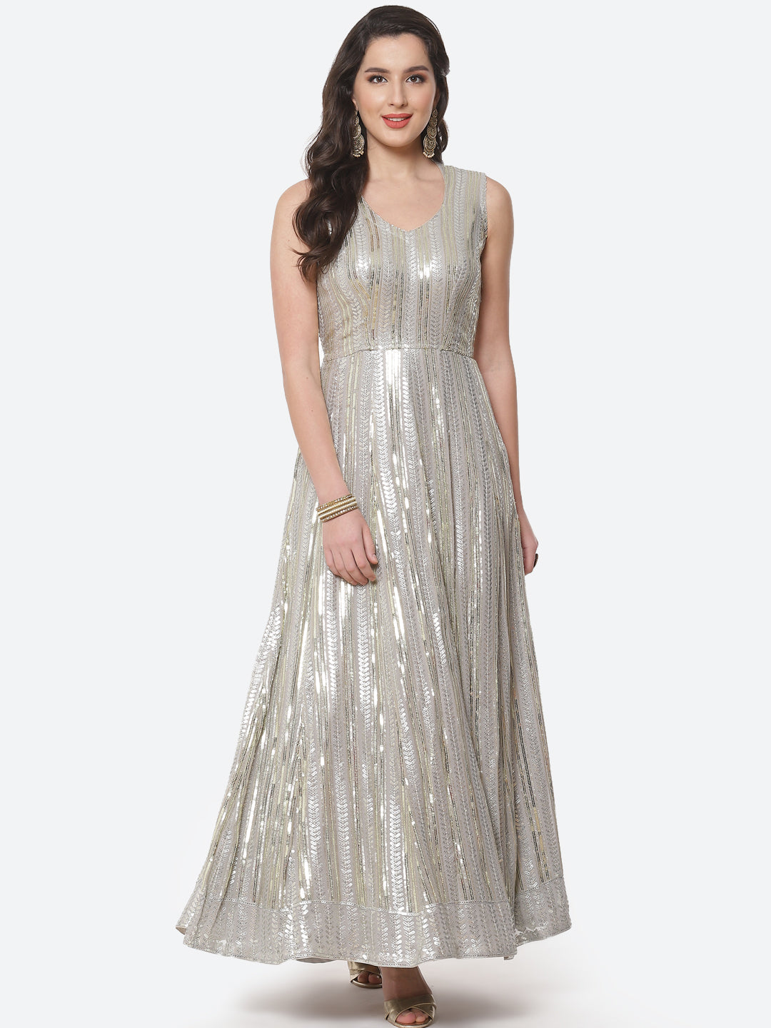 Sequin Georgette Gown Dress