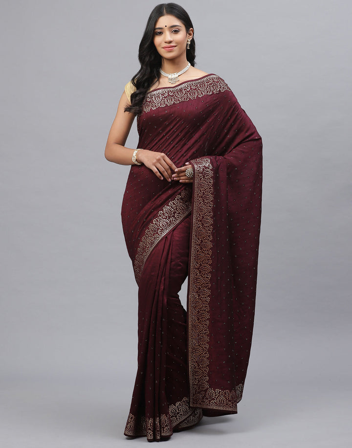 Dupion Silk Embroidery Saree
