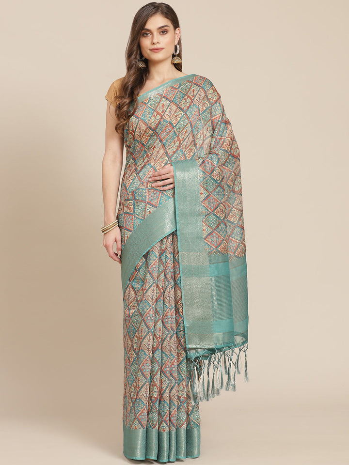 Printed Cotton Chanderi Saree
