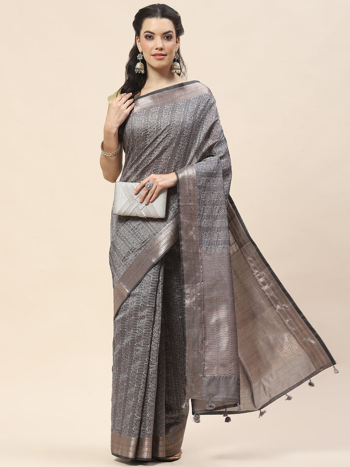 Zari Border Woven Art Tussar Saree