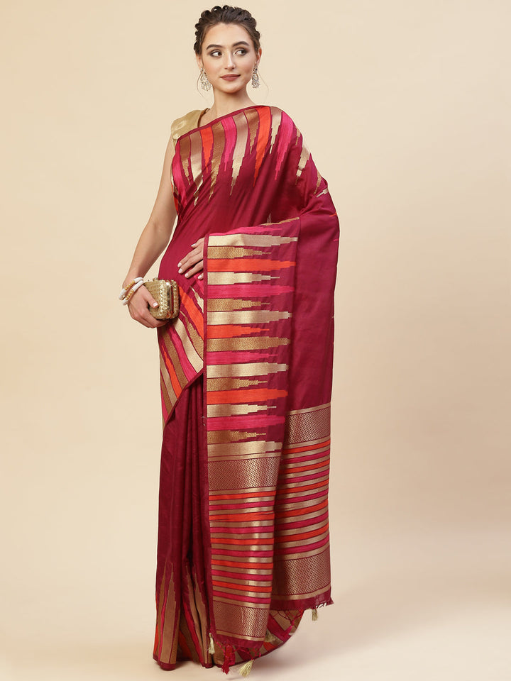 Plain Zari Border Handloom Woven Saree