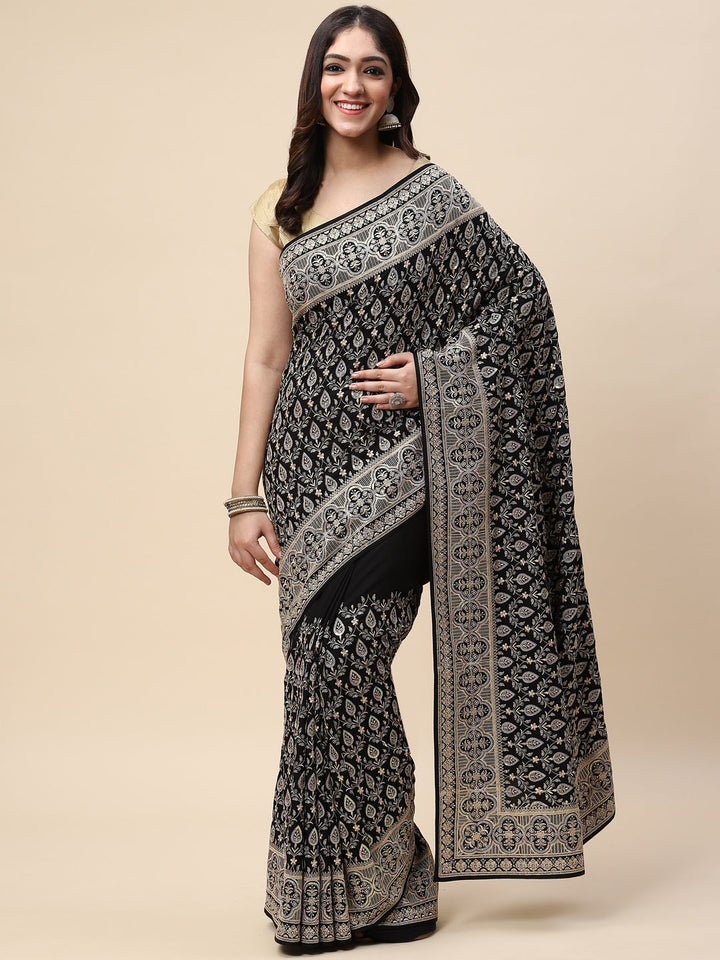 Sequin Embroidered Crepe Saree