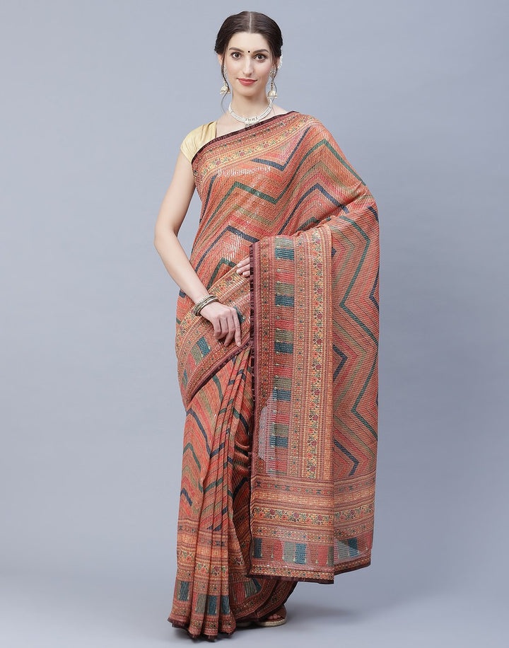 Printed Organza Saree with Sequence Work