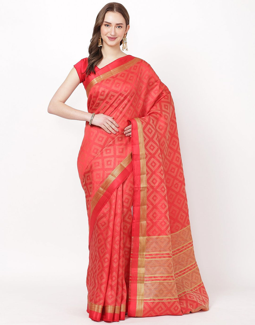 Red Art Handloom Saree