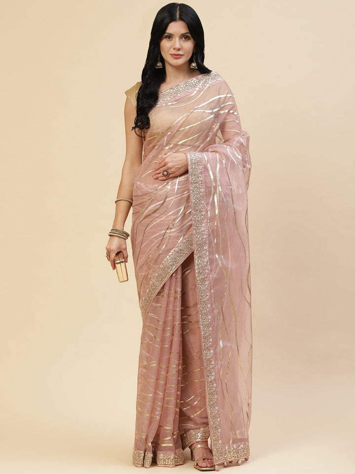 Gota Work Embroidered Organza Saree