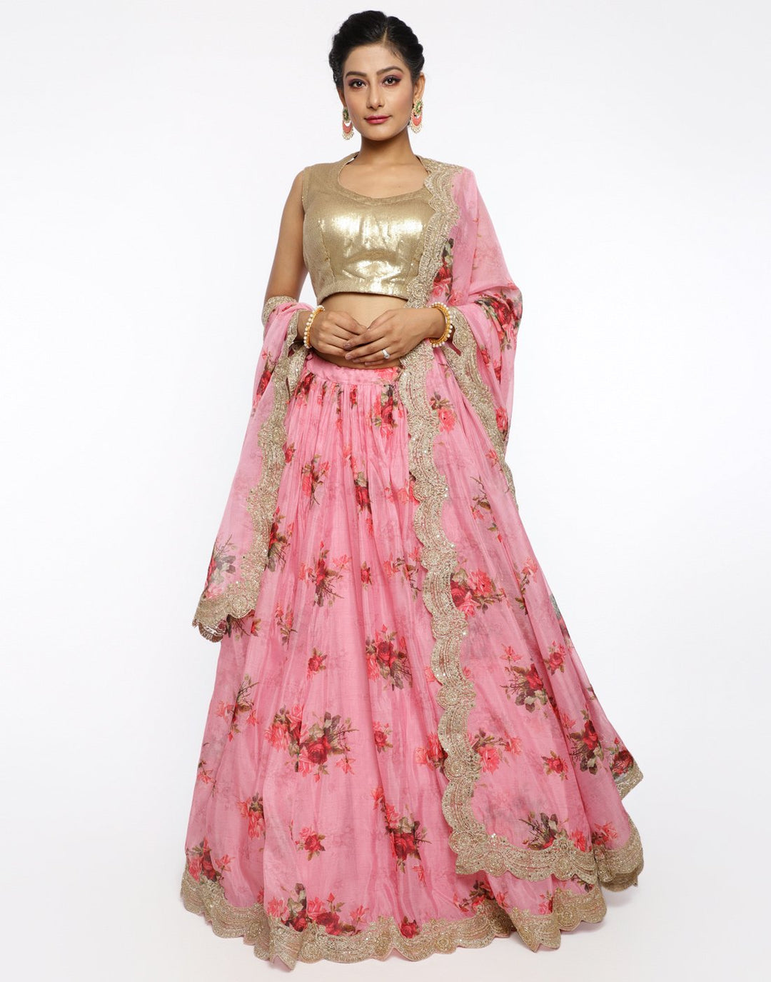 MBZ Meena Bazaar-Mustard Organza Kora Laacha