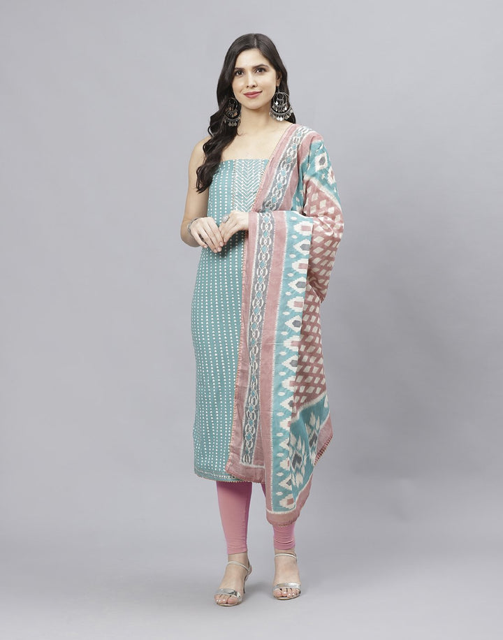 Printed Cotton Suit Piece With Dupatta