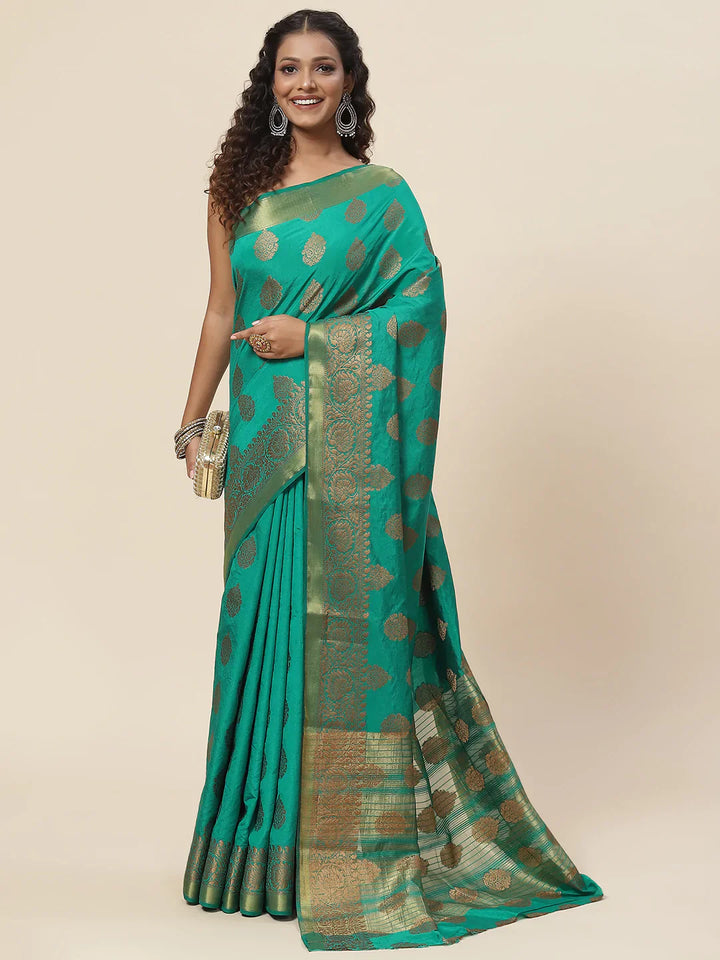 Zari Border Booti Handloom Woven Saree