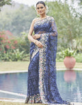 Navy Blue Lace Saree