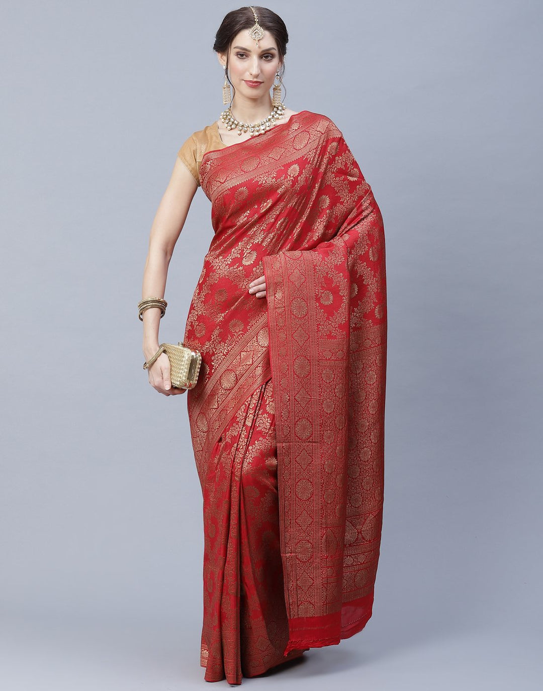 Elegant Crepe Saree With Beautiful Zari Jaal Weaves