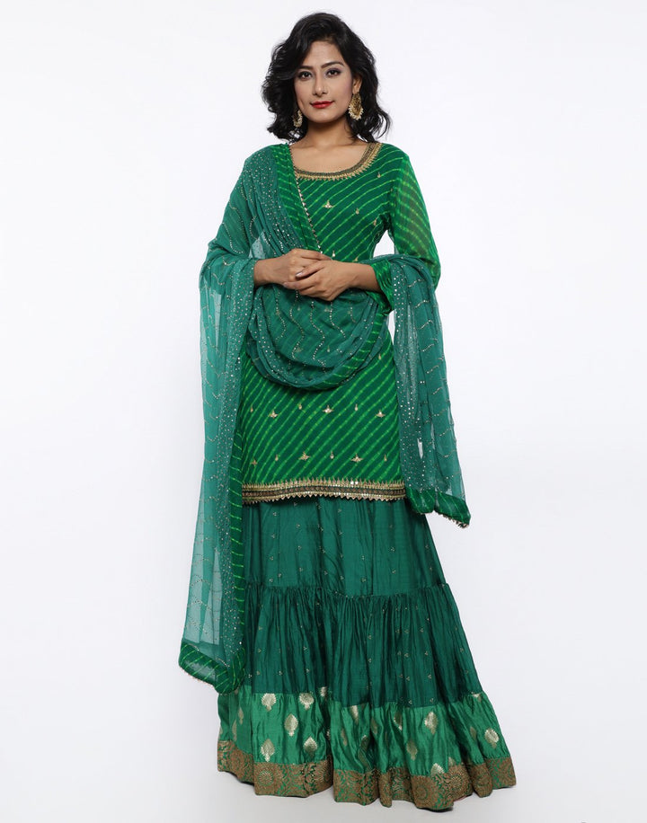 MBZ Meena Bazaar-Red Georgette Stitched Laacha