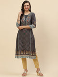 Neck Embroidered & Printed Handloom Kurta