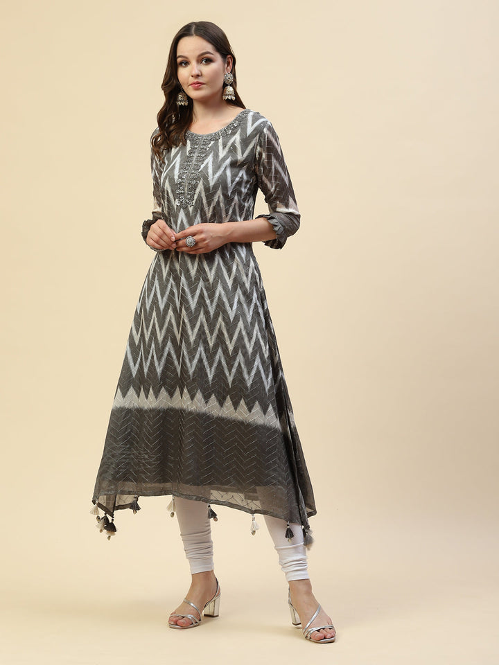 Resham Mirror Chiffon Kurta