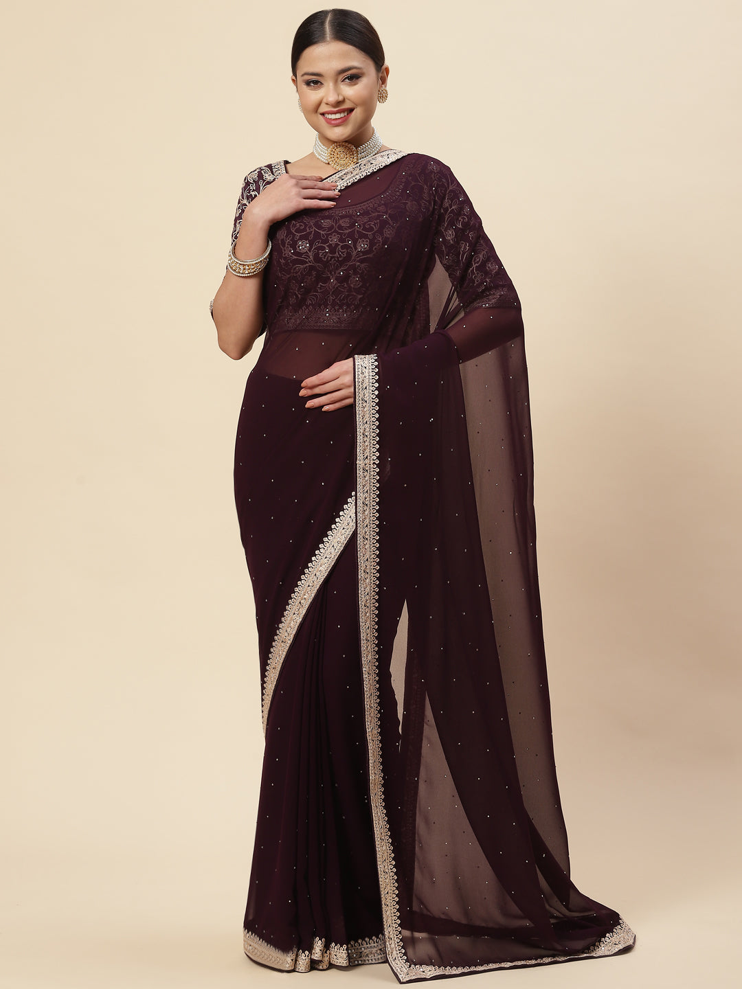 Embroidered Georgette Saree