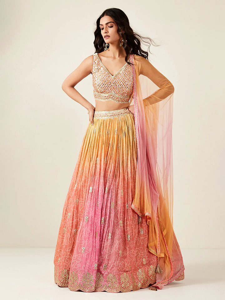 Embroidered Art Silk Choli &amp; Lehenga With Dupatta