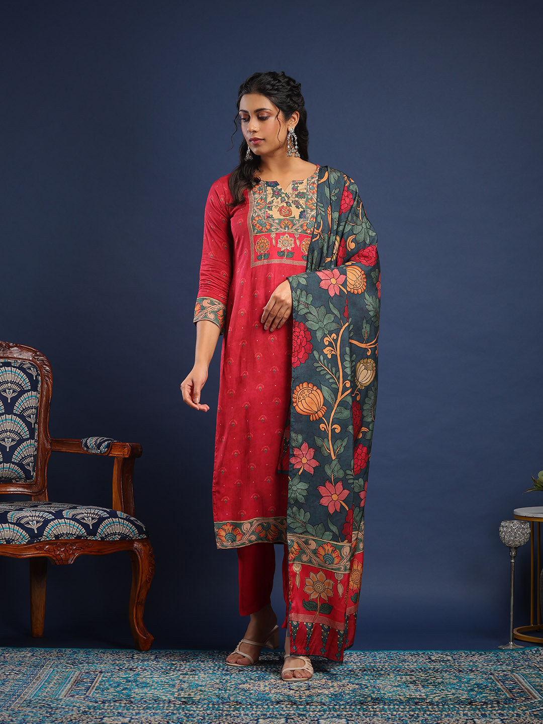 Printed Muslin Kurta With Pant &amp; Dupatta