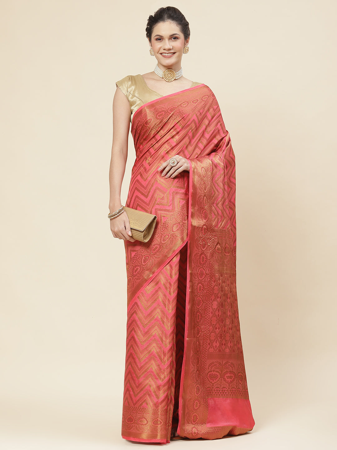Leheriya Pattern Woven Handloom Saree