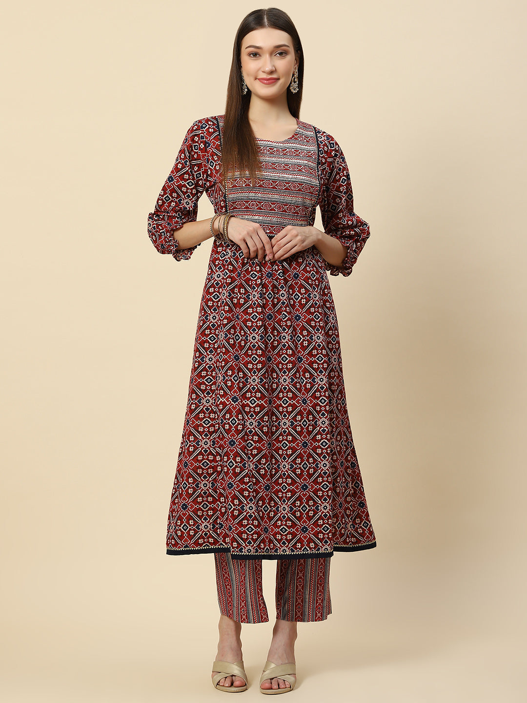 Printed Cotton Kurta With Pants