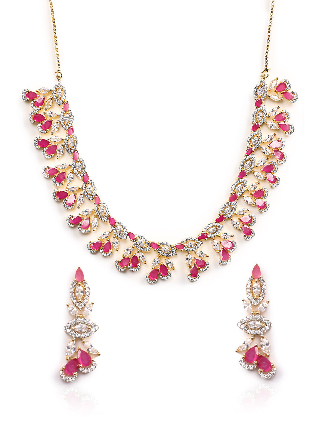 Golden AD Necklace Set With Earrings