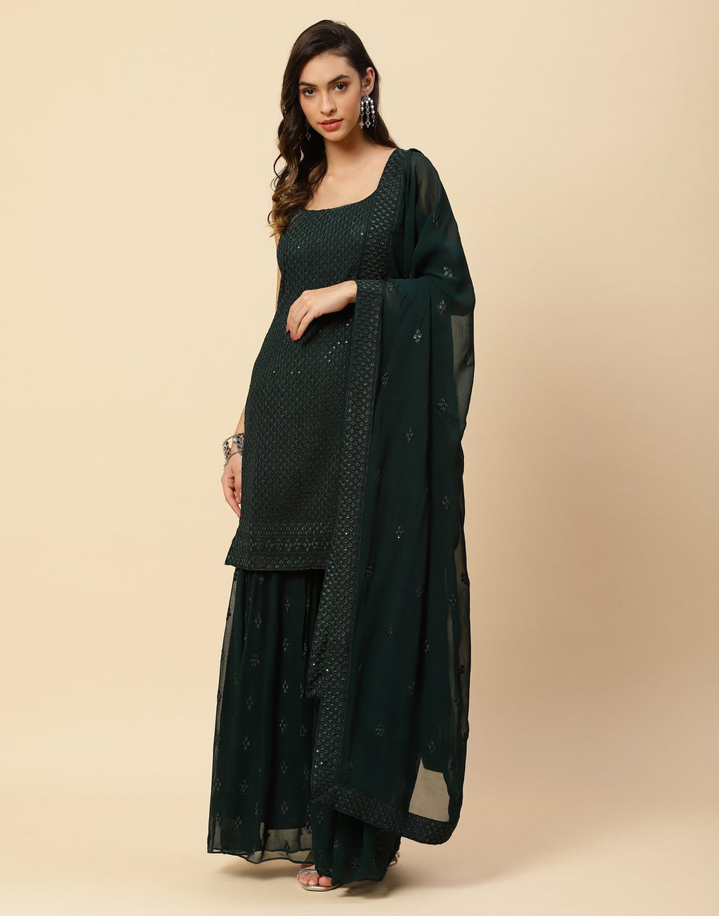 Embroidered Georgette Salwar Kameez Stitched Suit With Dupatta