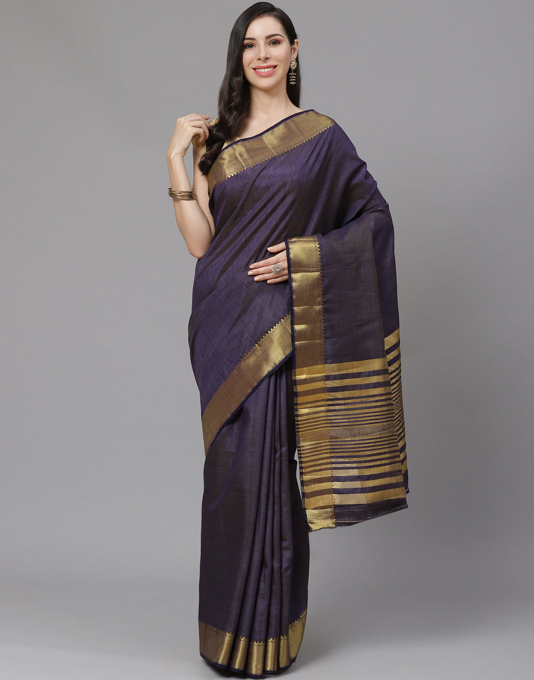 Plain Zari Border Art Handloom Woven Saree
