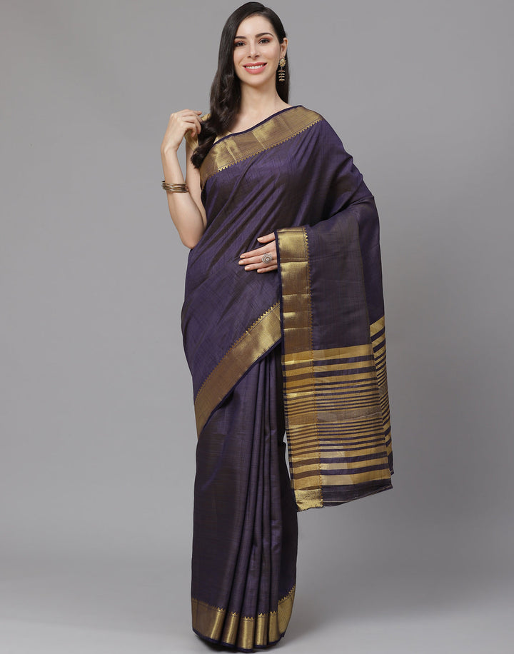 Plain Zari Border Art Handloom Woven Saree