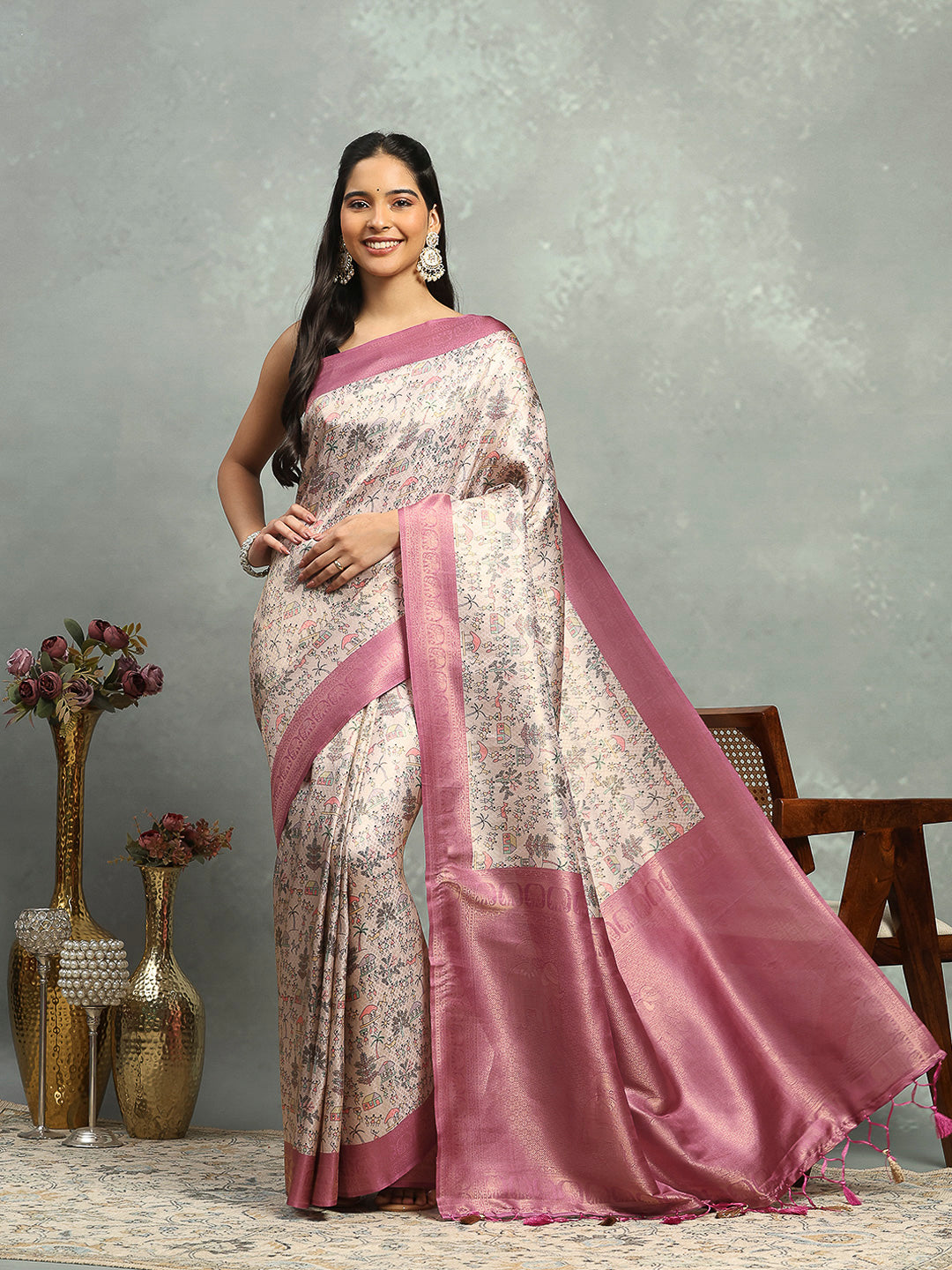 Digital Printed Art Silk Saree