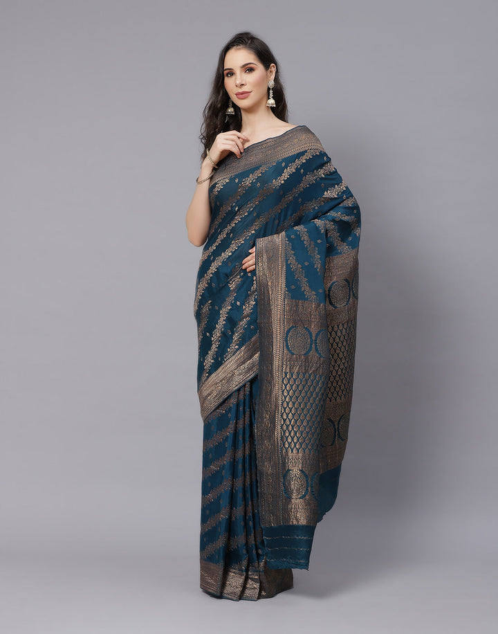 Beautiful Antique Zari Jaal Crepe Saree