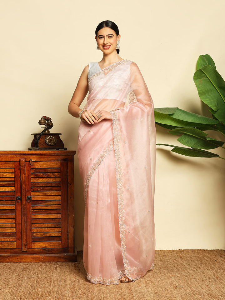 Sequence Embroidery Tissue Saree