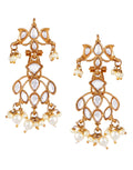 Gold Plated Earrings Embellished With Pearls And Stones