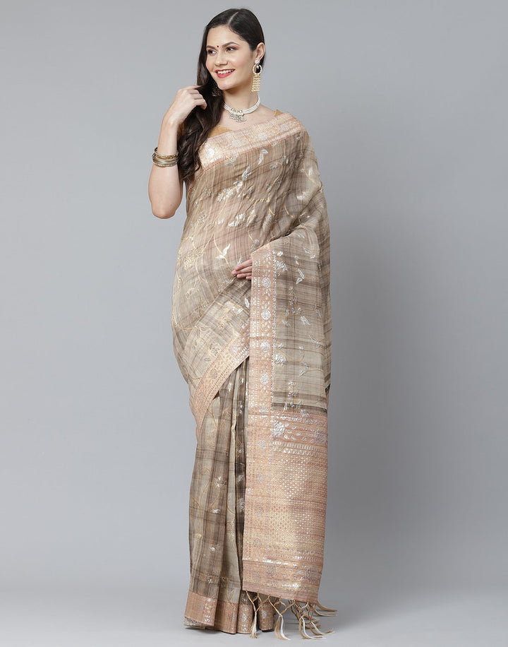 Printed Cotton Linen  Saree