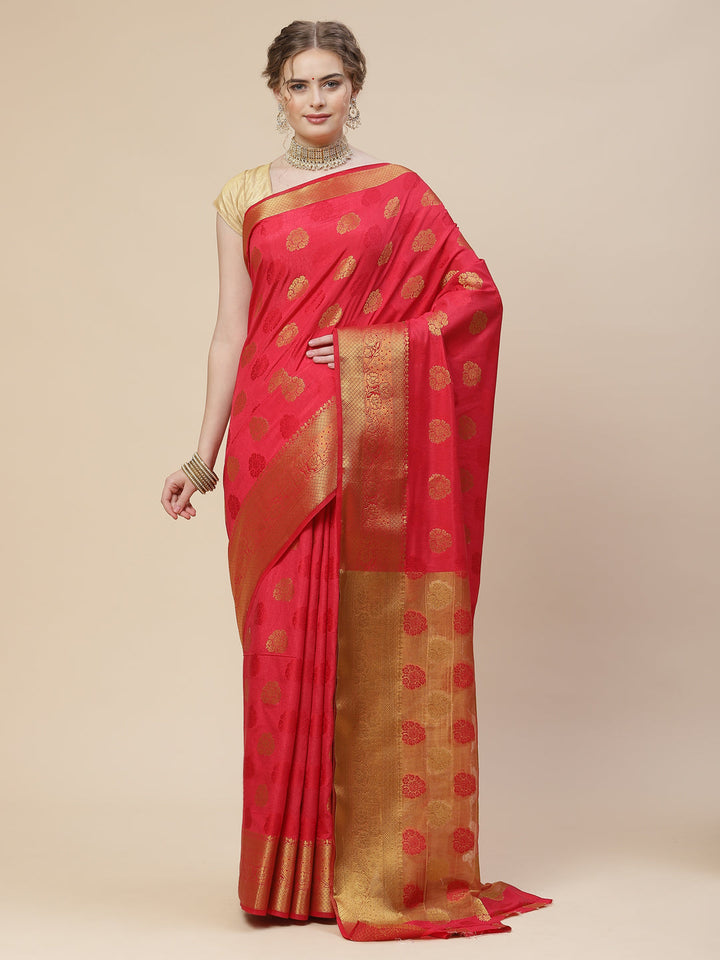 Zari Border Booti Art Handloom Woven Saree