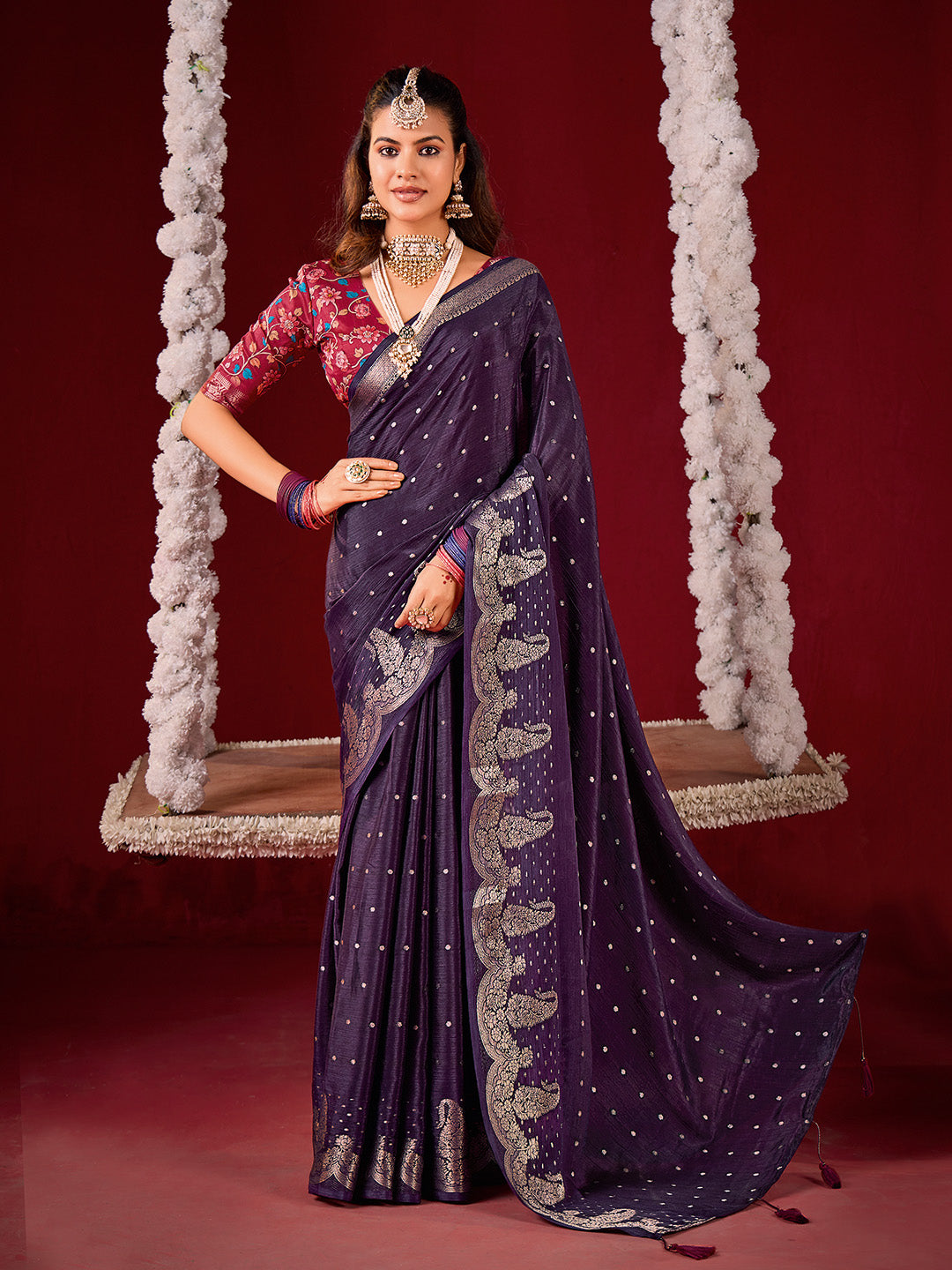 Plain Crepe Saree