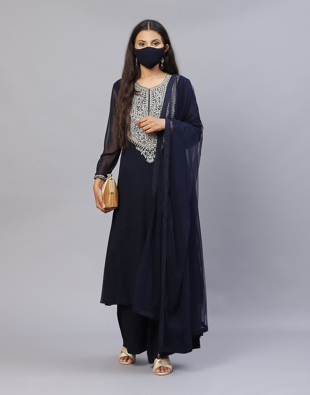 Georgette Kurti Palazzo with Dupatta