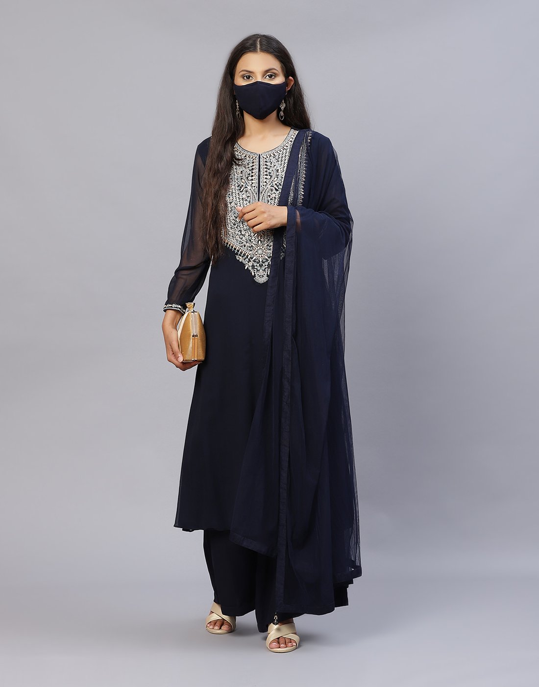 Georgette Kurti Palazzo with Dupatta